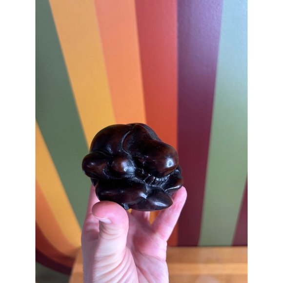 Weaping man Buddha vintage wooden hand carved - set of 3 - Picture 6 of 10